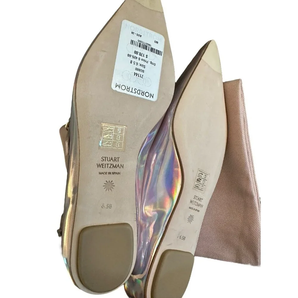 Stuart Weitzman Emilia Mary Jane‎ Flats Iridescent Patent Leather Ballet NEW 6.5
